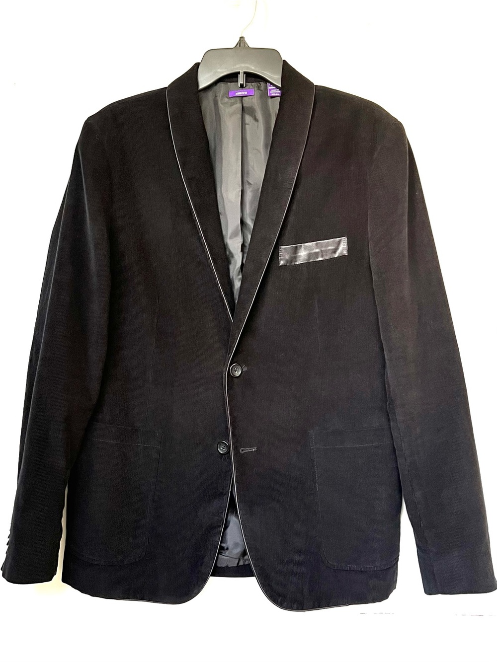 100% Cotton American Rag Black Velvet Blazer with Satin Trim